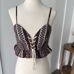 Blush Floral Lace-Up Cami in Pink, Cream & Navy Set